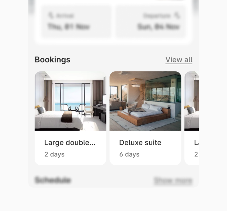 Cards displayed in a carousel
