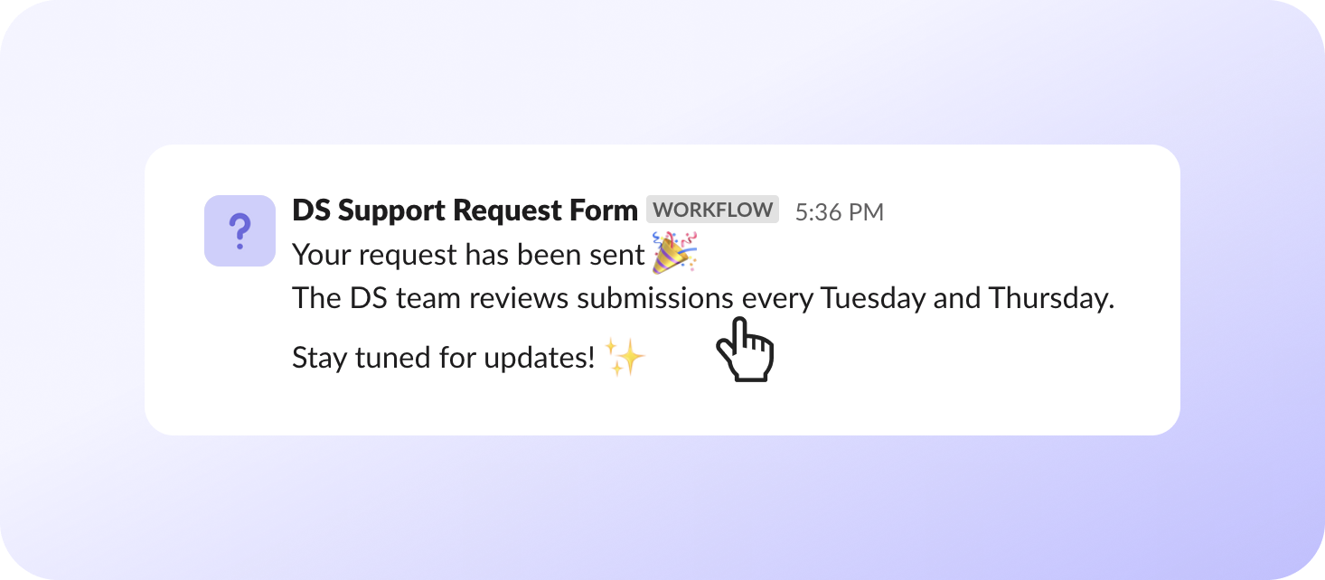 Confirmation message