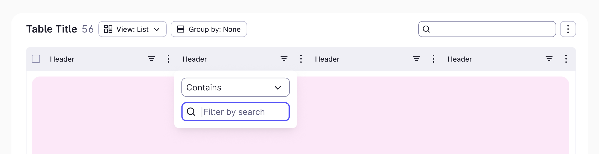 Data Grids can have different types of filters. Choose the ones that better align with user needs.