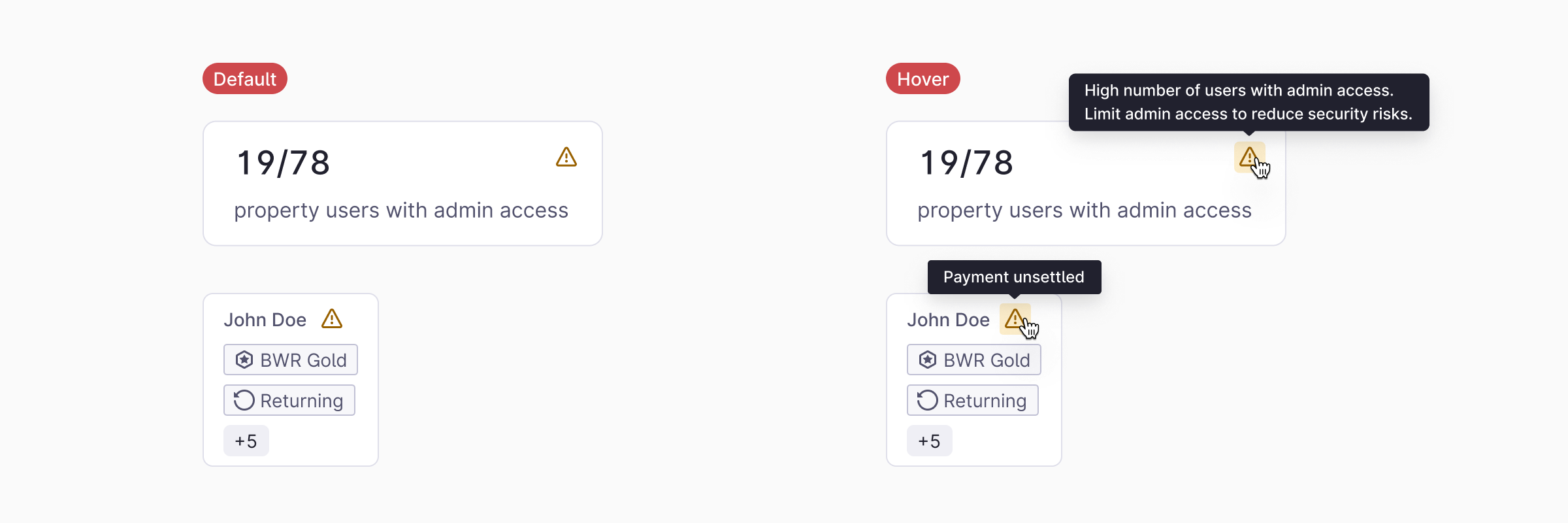 Add ARIA label on elements that are set with tooltips to show additional context.