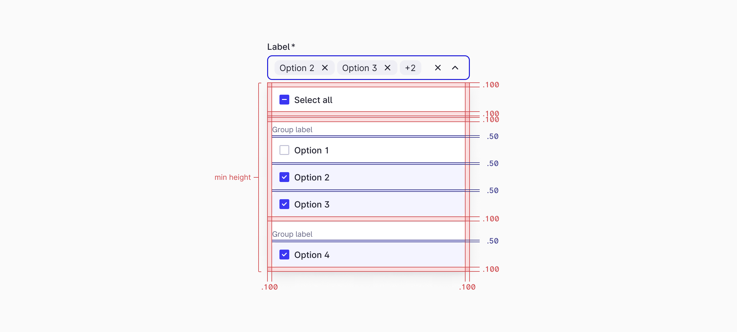 Style / Sizing and spacing / Dropdown / Desktop