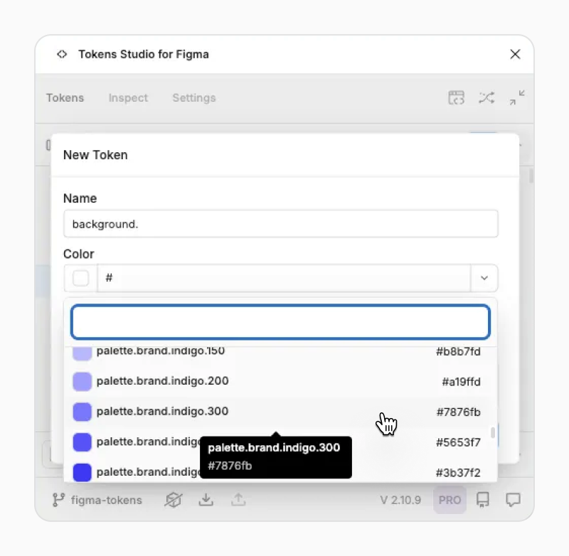Select a reference token from relevant sets. Never add raw values.