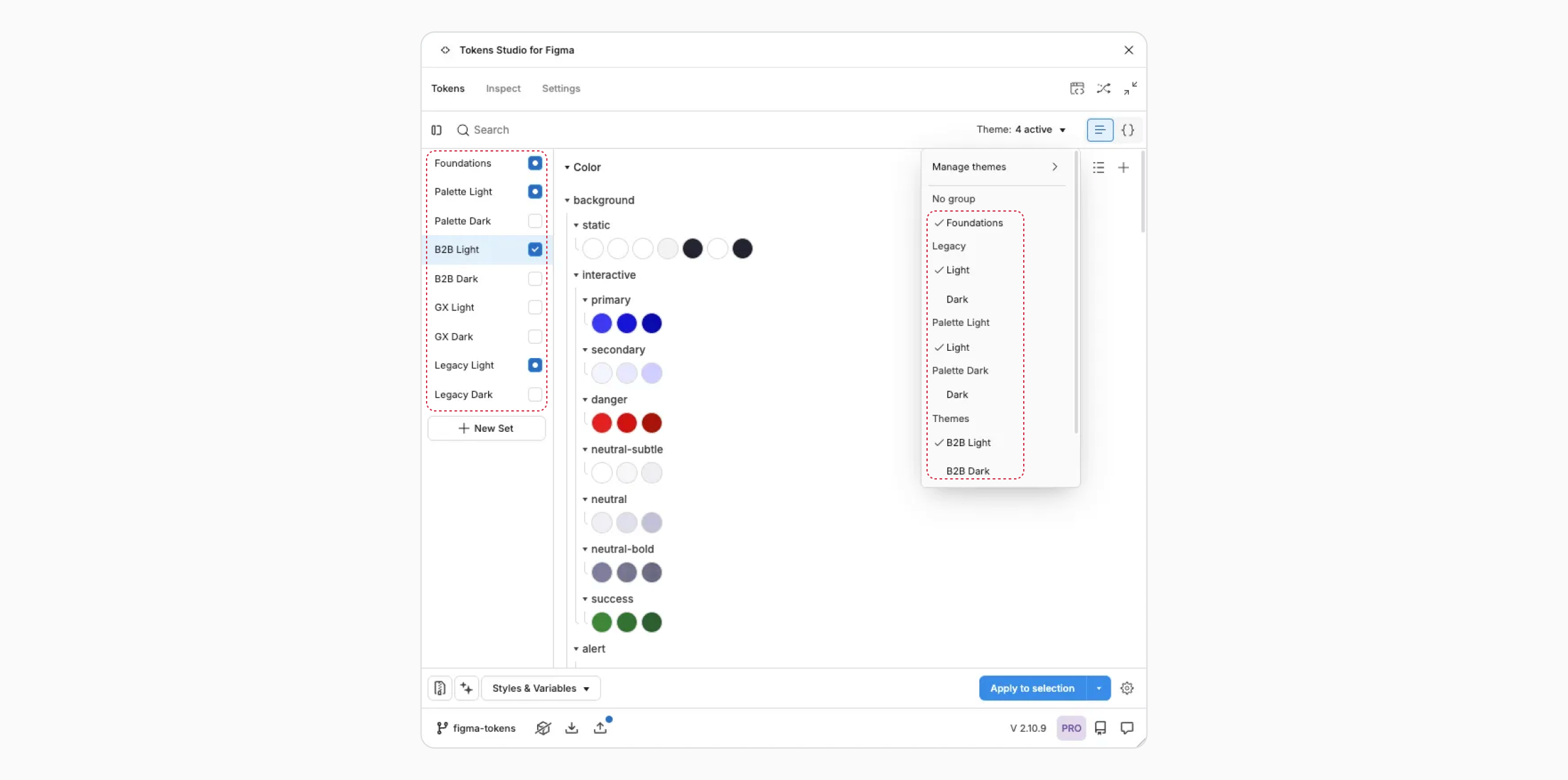 Ensure all relevant themes are selected, both in the sidebar and Theme dropdown