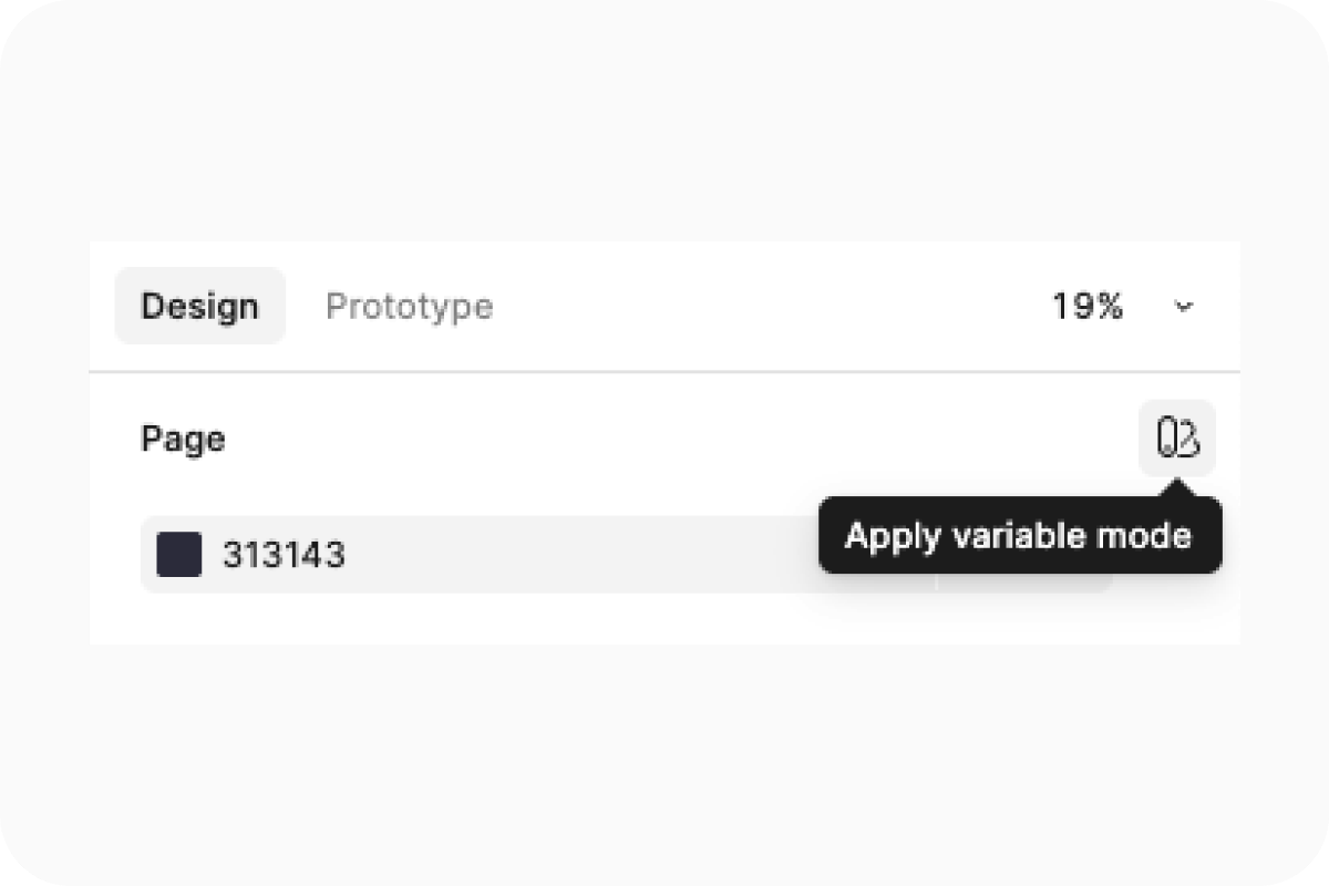 With nothing selected on the canvas, click the Apply variable mode button on the Page section.