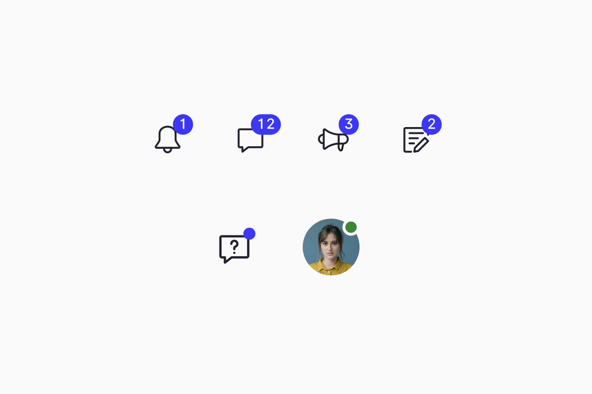 Badges on the top-right corner