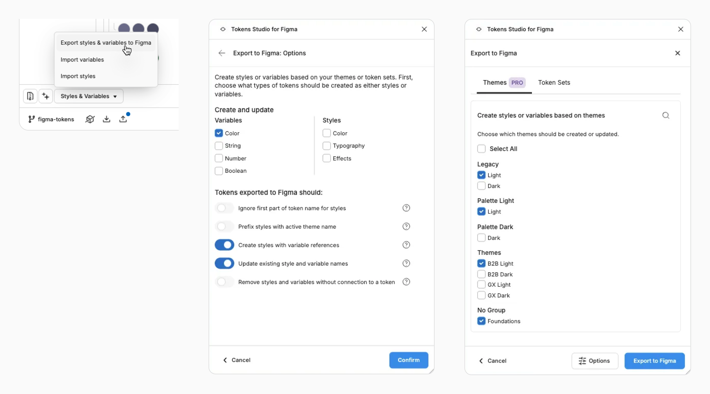 For better results, export changes theme by theme (B2B Light, B2B Dark, GX Light, GX Dark)