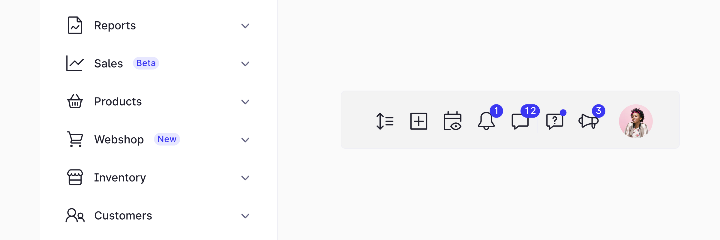 Contextual updates are less relevant information usually represented by Badges.