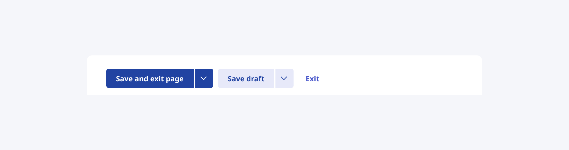 Three buttons stating 'save and exit page, save draft, and exit'.