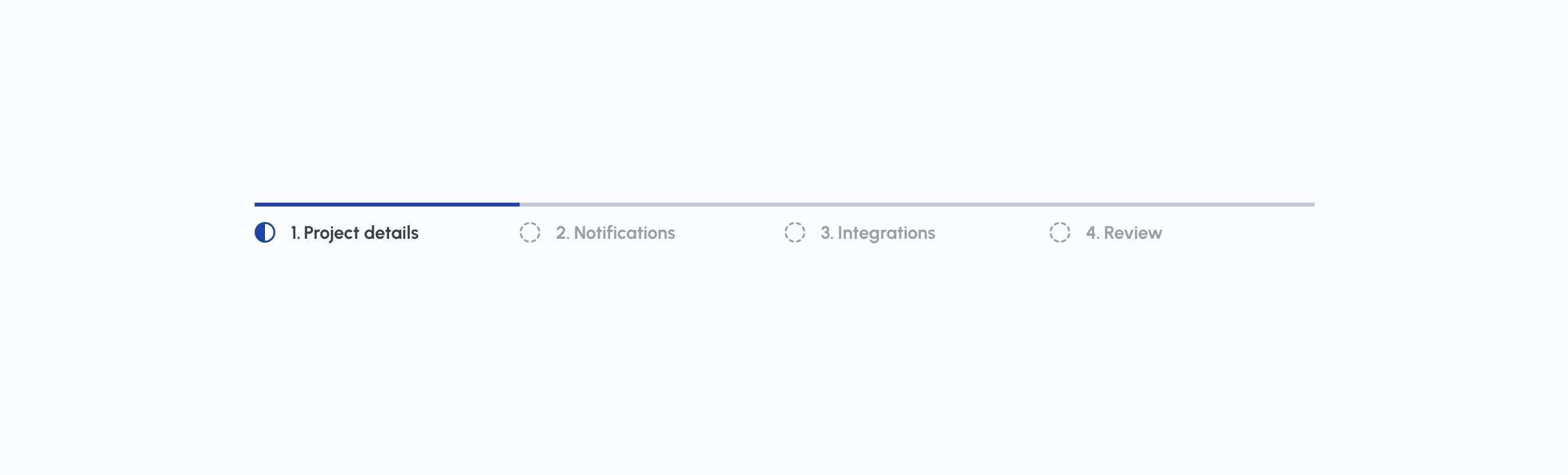 Stepper with all options disabled until the previous has been completed.