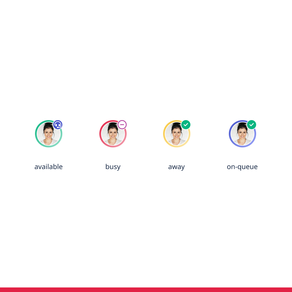Four avatars all with different status badges.