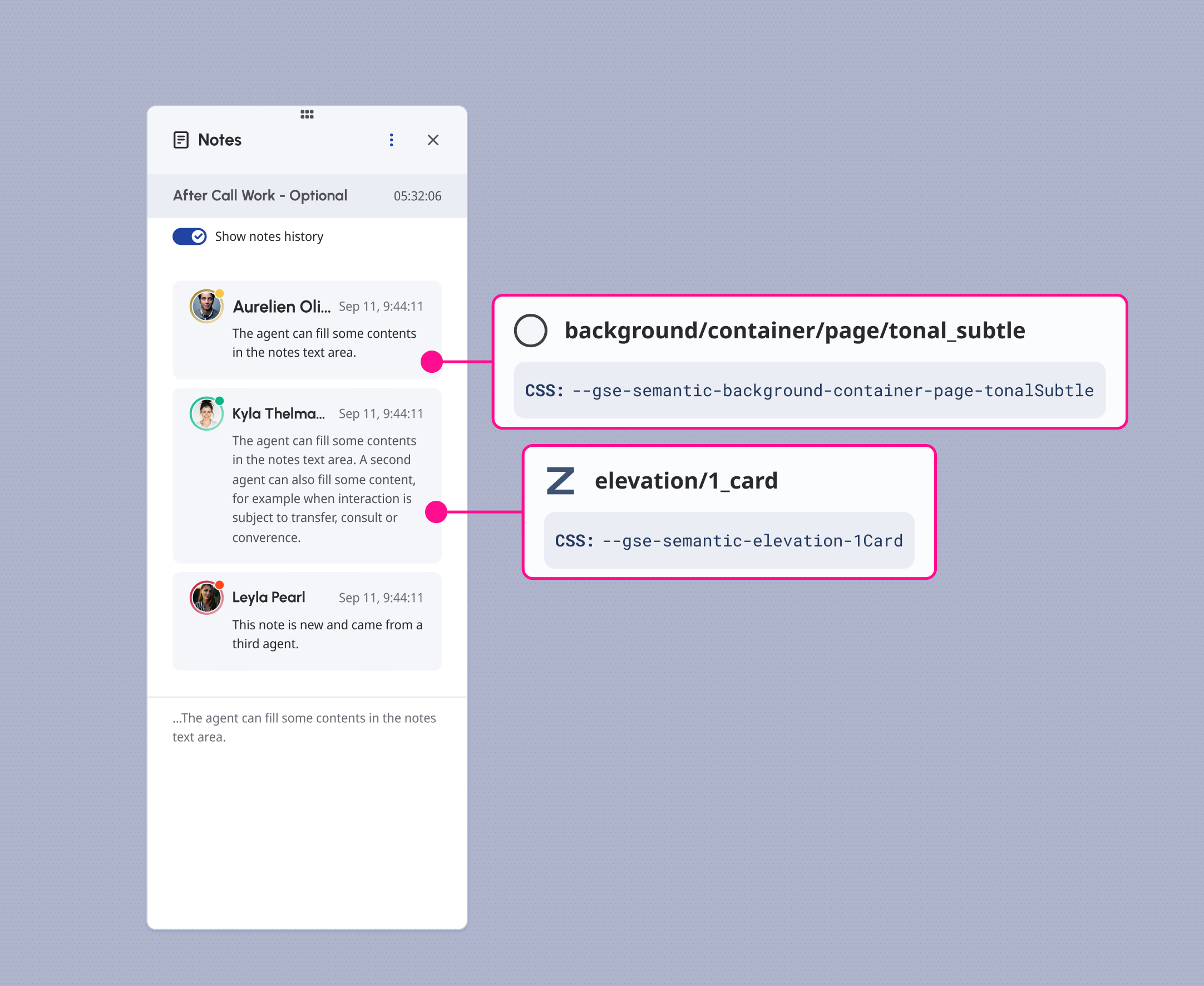 Suken surfaces use the same Z-Index elevation as a card but, instead of a shadow, their background is a different darker tonality than their parent container.