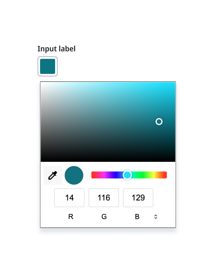 Color picker with browser’s (Chrome) color picker interface open.