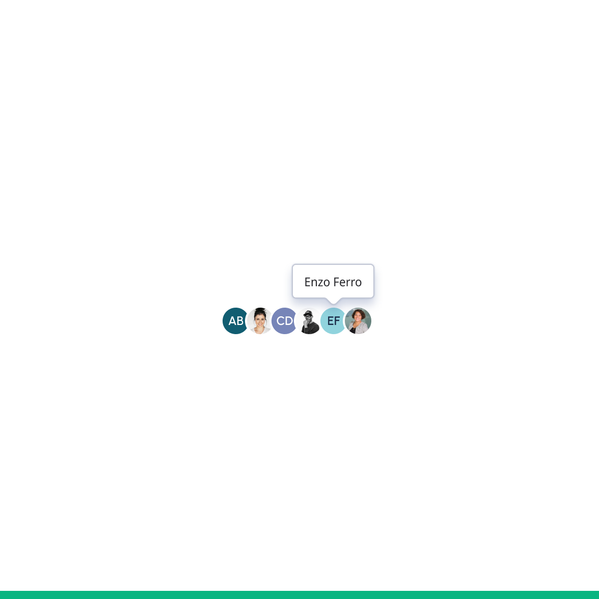 Hovering over grouped avatars showing the users full name.