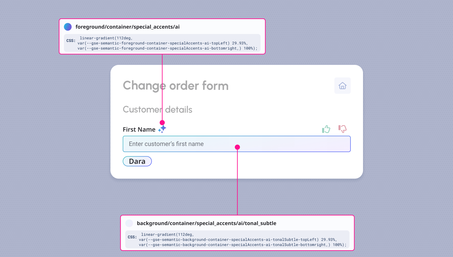 Icons that represent AI features need to use the special AI accent gradient.