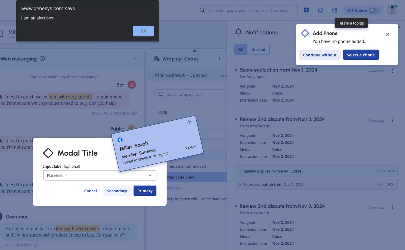 An interface with overlapping elements.