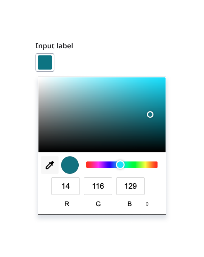 Color picker with browser’s (Chrome) color picker interface open.