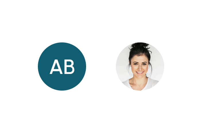 Avatar type variants - user initials and user image.