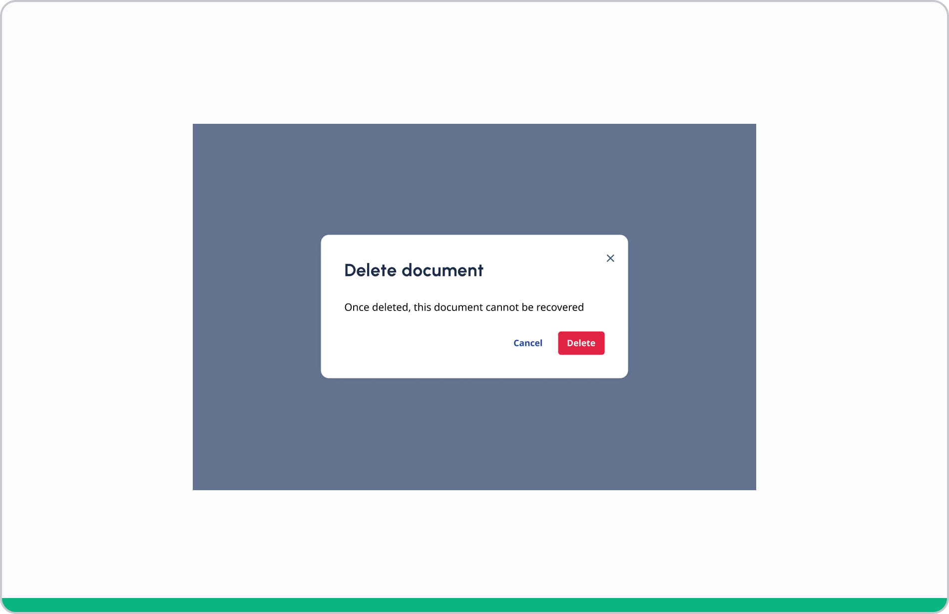 A modal with a clear title about action results.
