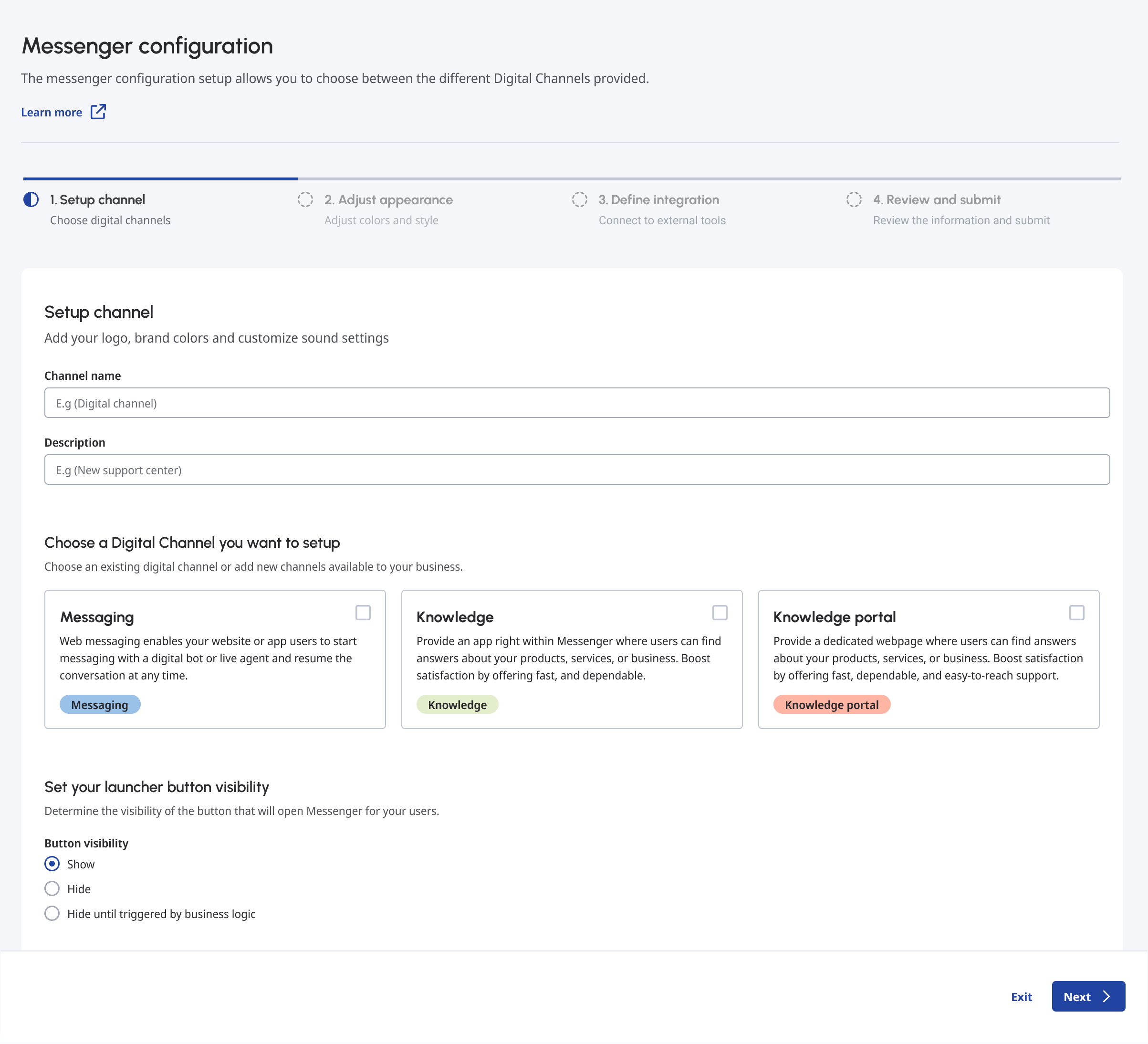 Example of stepper alignment and form footer with the CTA buttons to the right.
