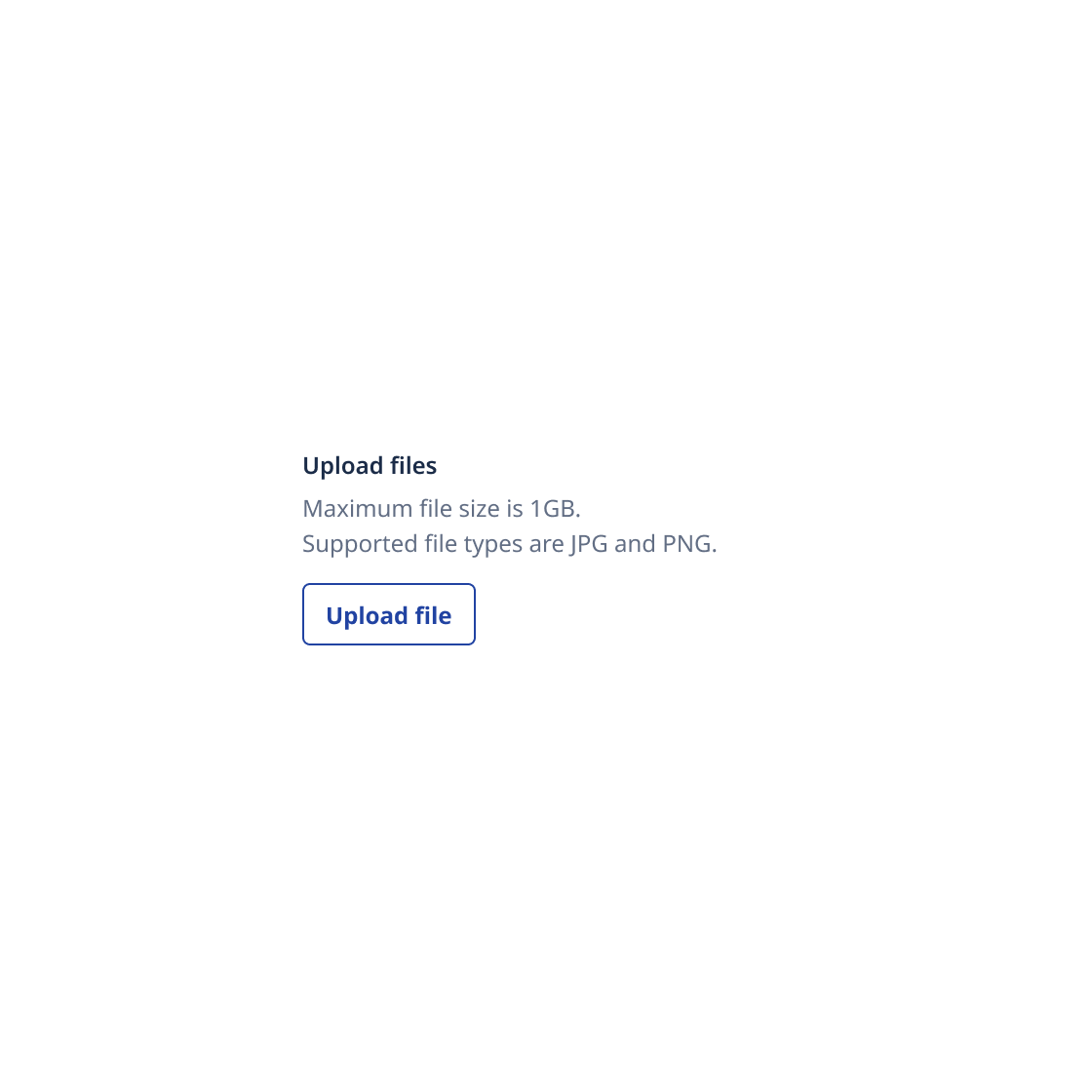 File upload wih helper text visible always.