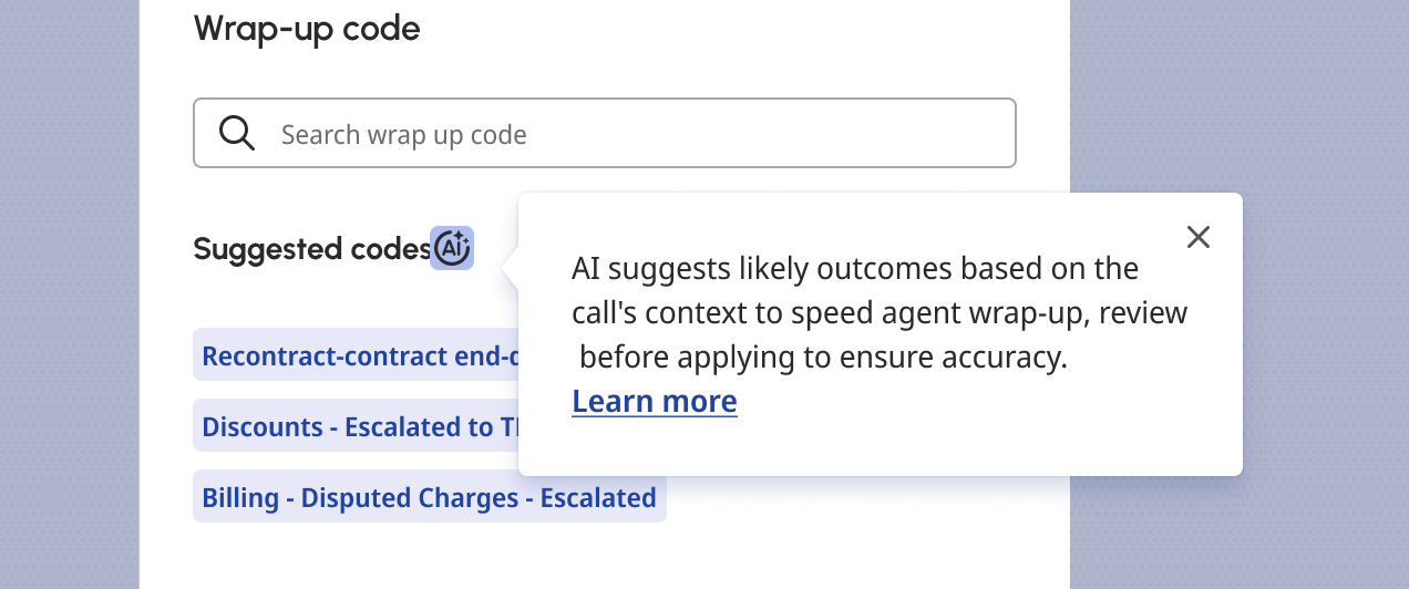 AI icon-only button with a popover open.