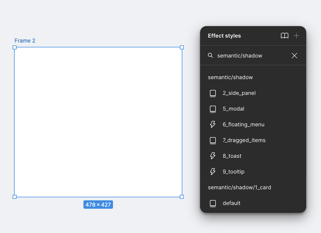 Applying a shadow effect in Figma.