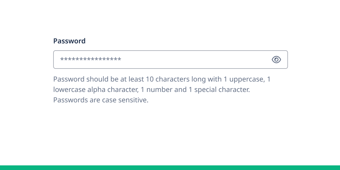 Password form field with helper text below.