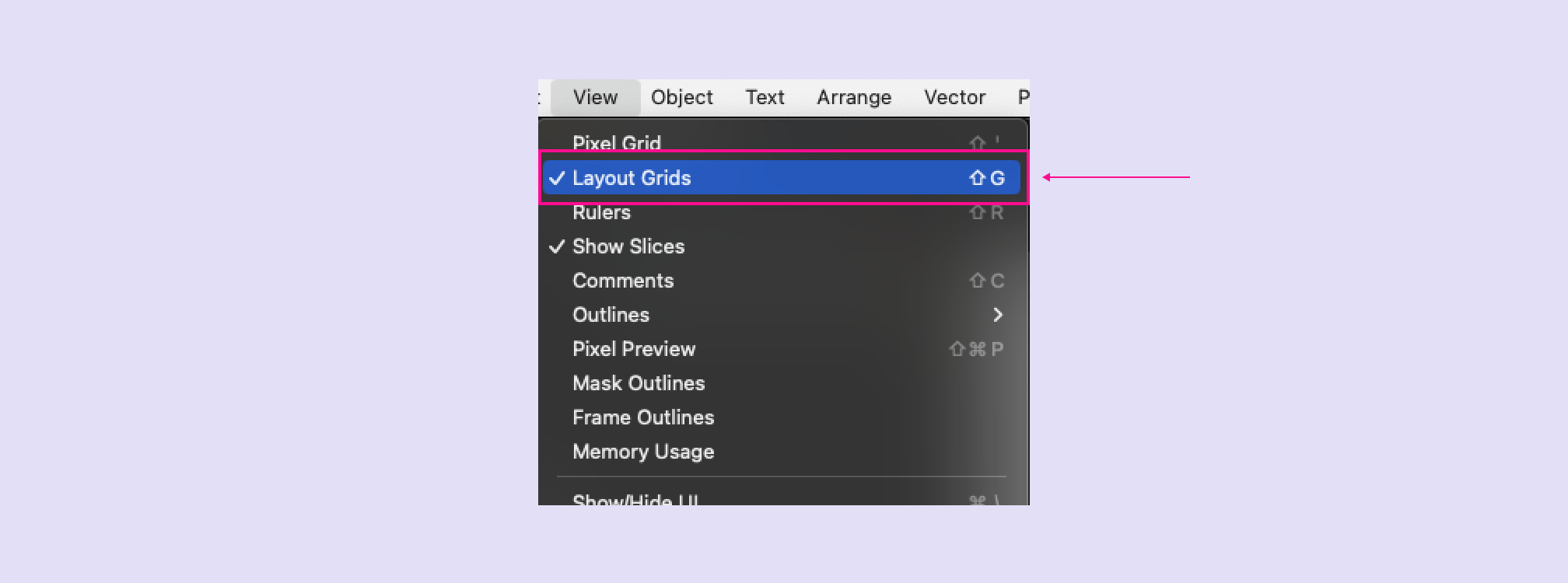 Turn on and off Layout Grids view