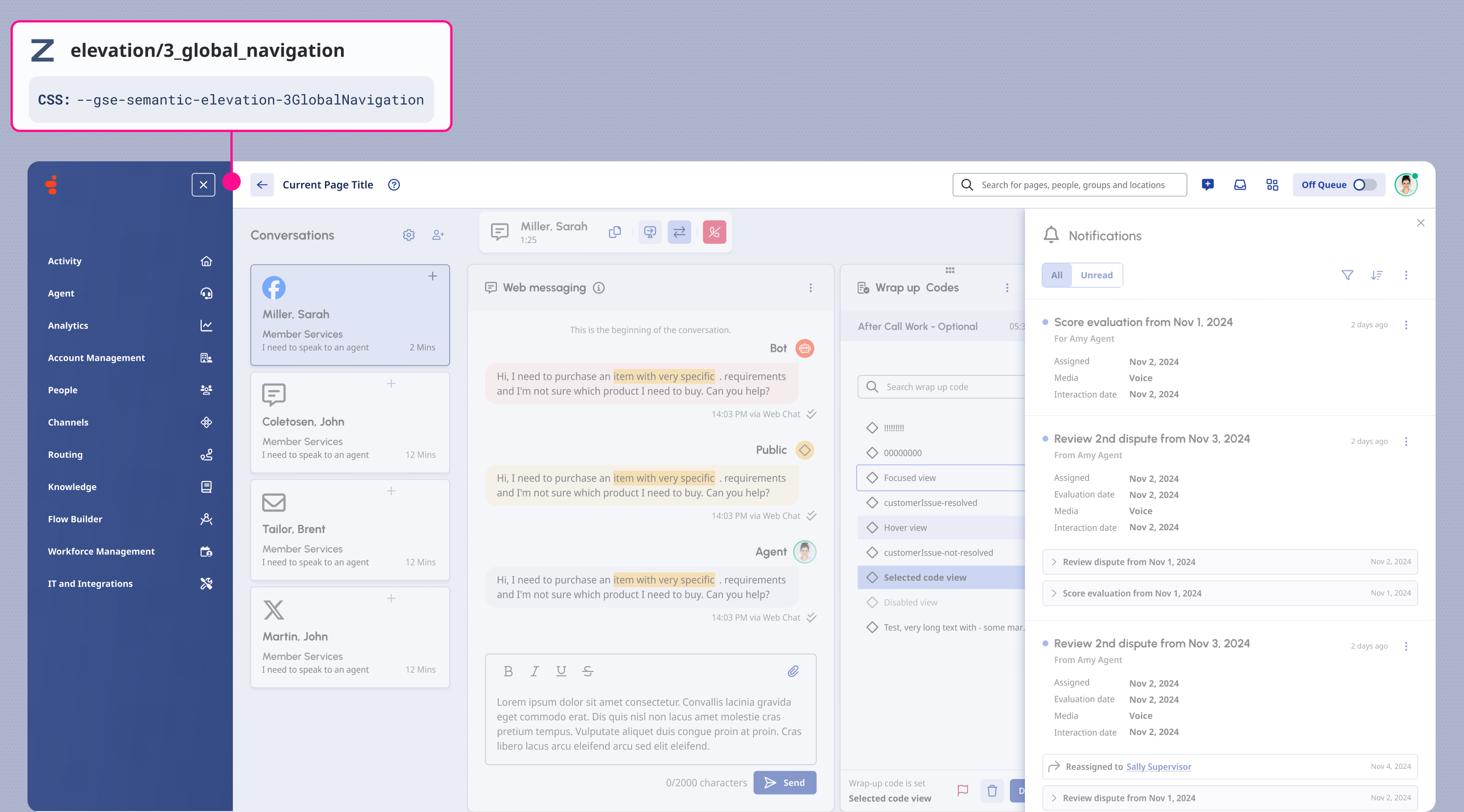 The Global Navigation using its Z-Index value.