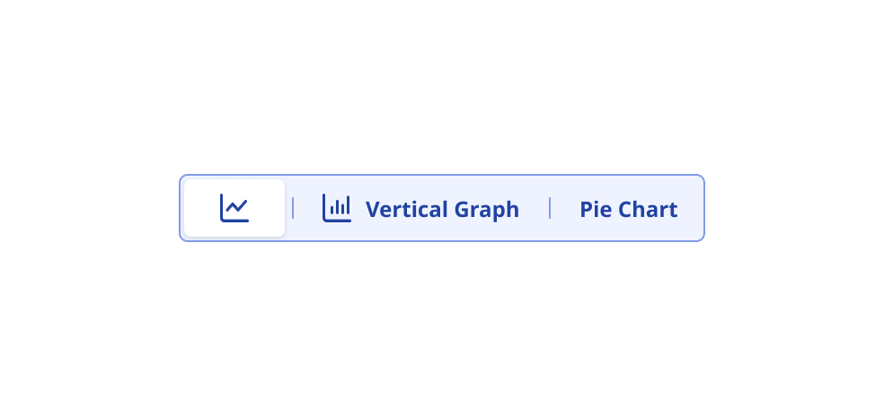 One segmented control switching between icon-only, icon+text, or text only.