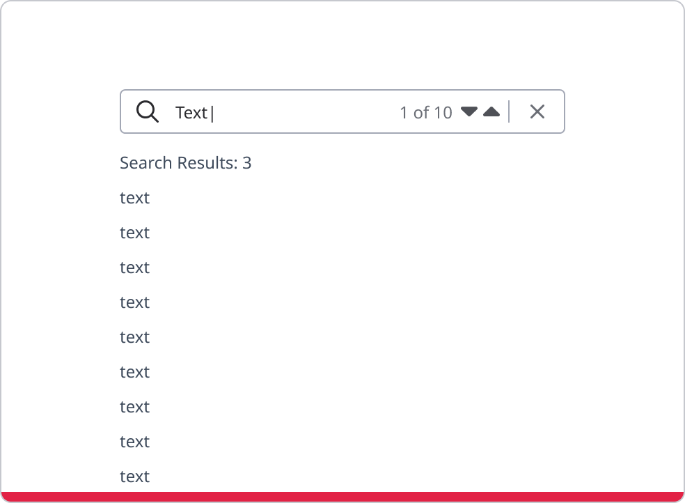 Standard search for a transcript brining up the words 'text' alone.