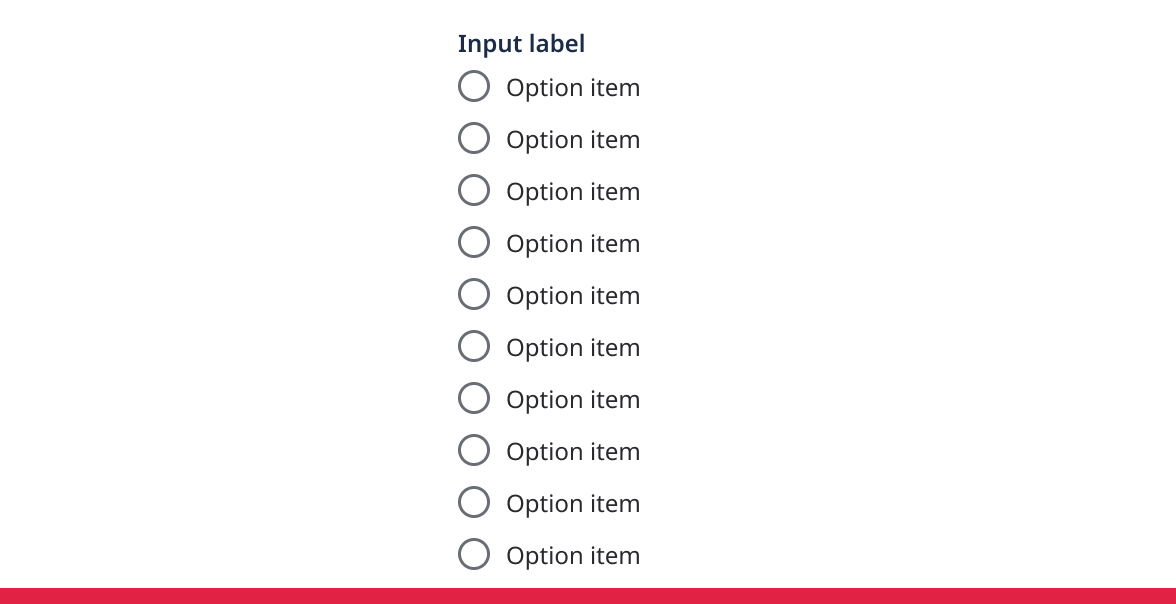 Question with 6+ radio button options.