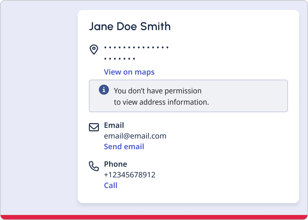 Redacted address with an action link to view address.
