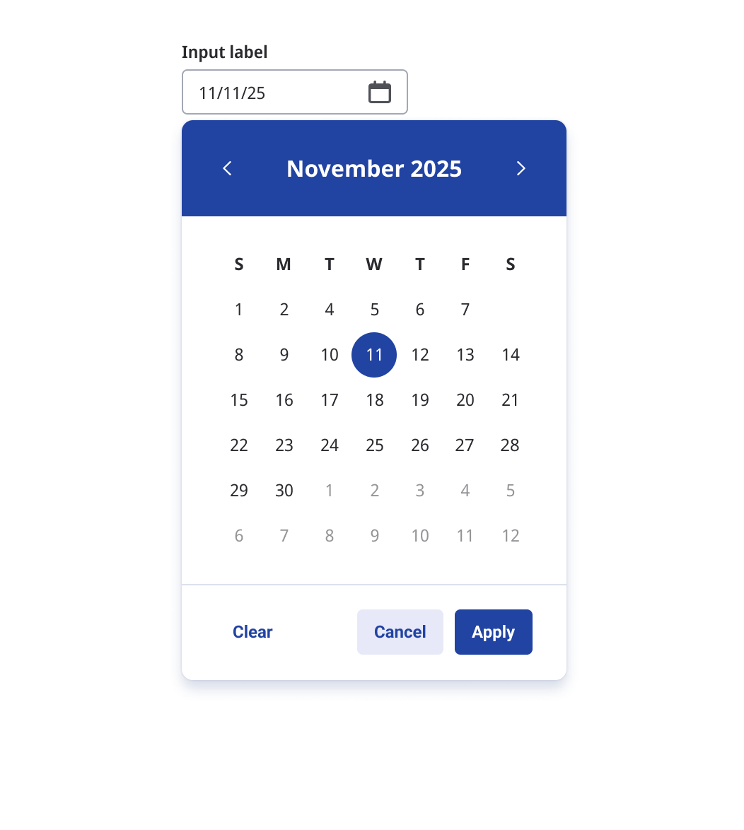 Actual day selected - Apply enabled