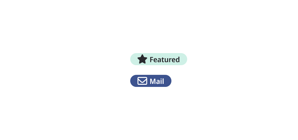 
                                                                                                                                                                                                                                                                                                                  Badges stating 'featured' and 'mail'.