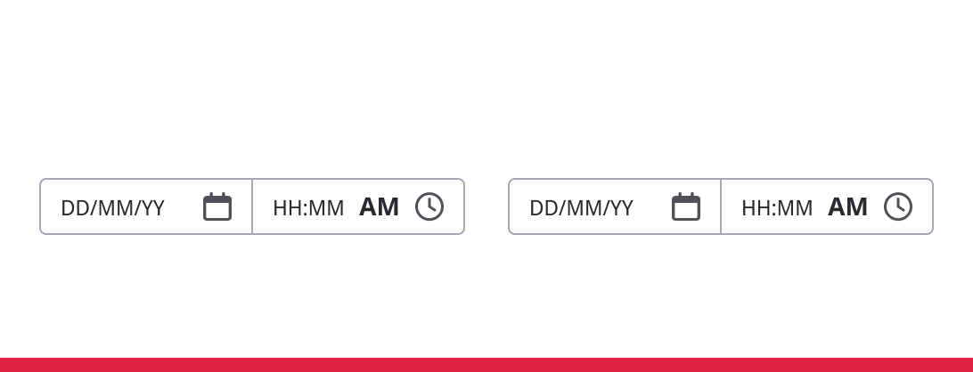 Two combined side-by-side date-time input fields without labels.