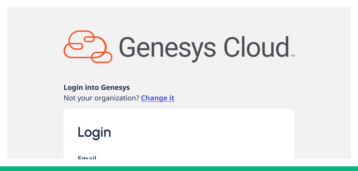 Login page with Genesys logo in title case.