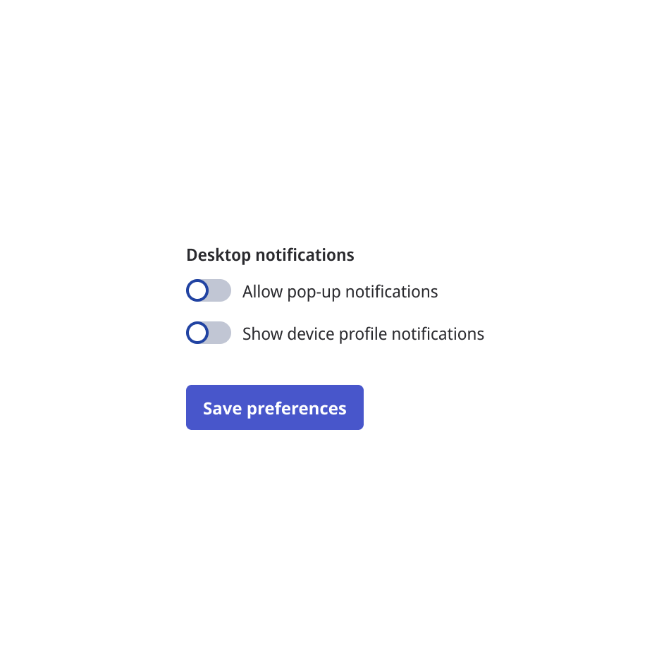 Label, options with toggles and a button.