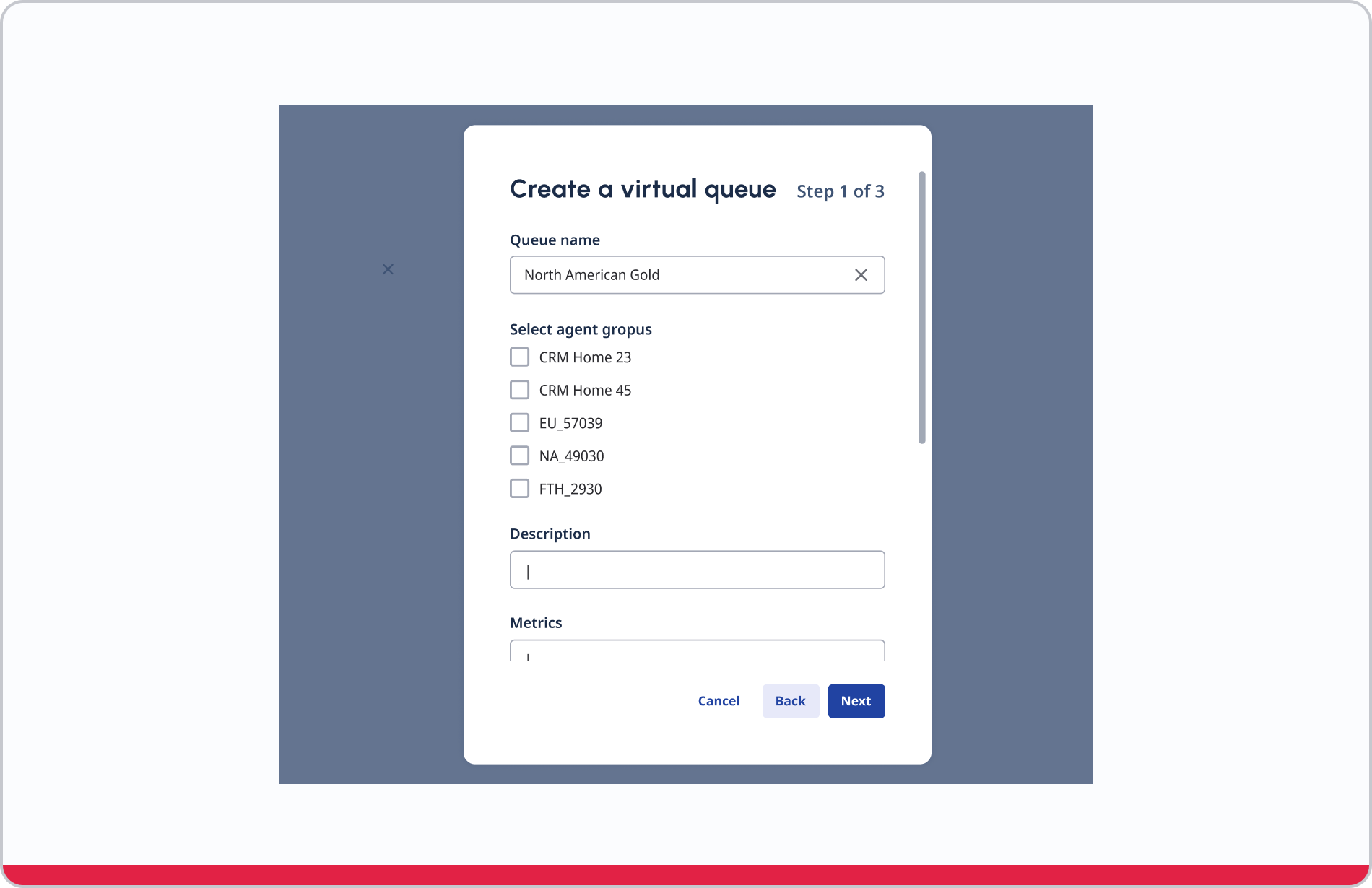 A modal with many steps. 