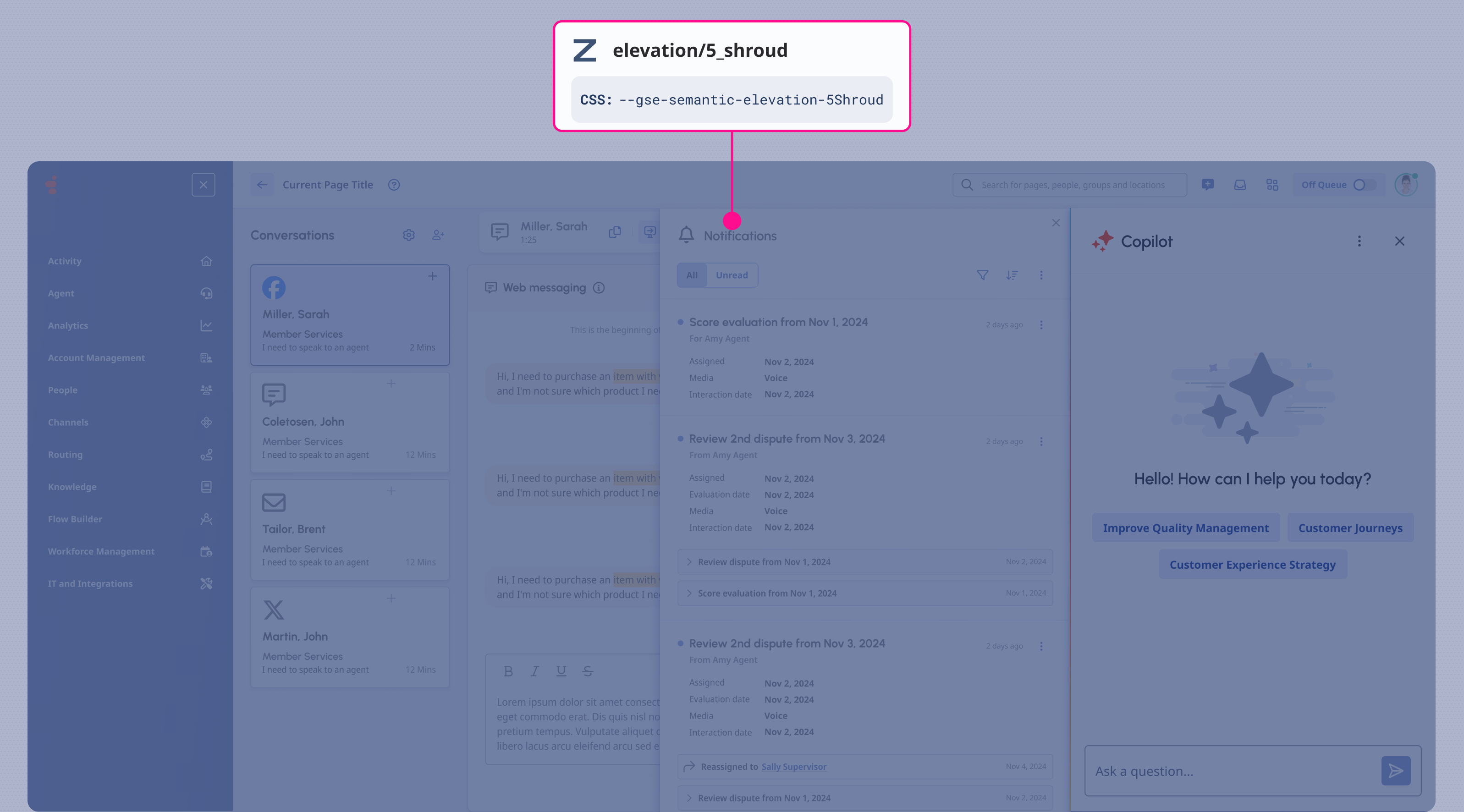 A shroud using its Z-Index value.