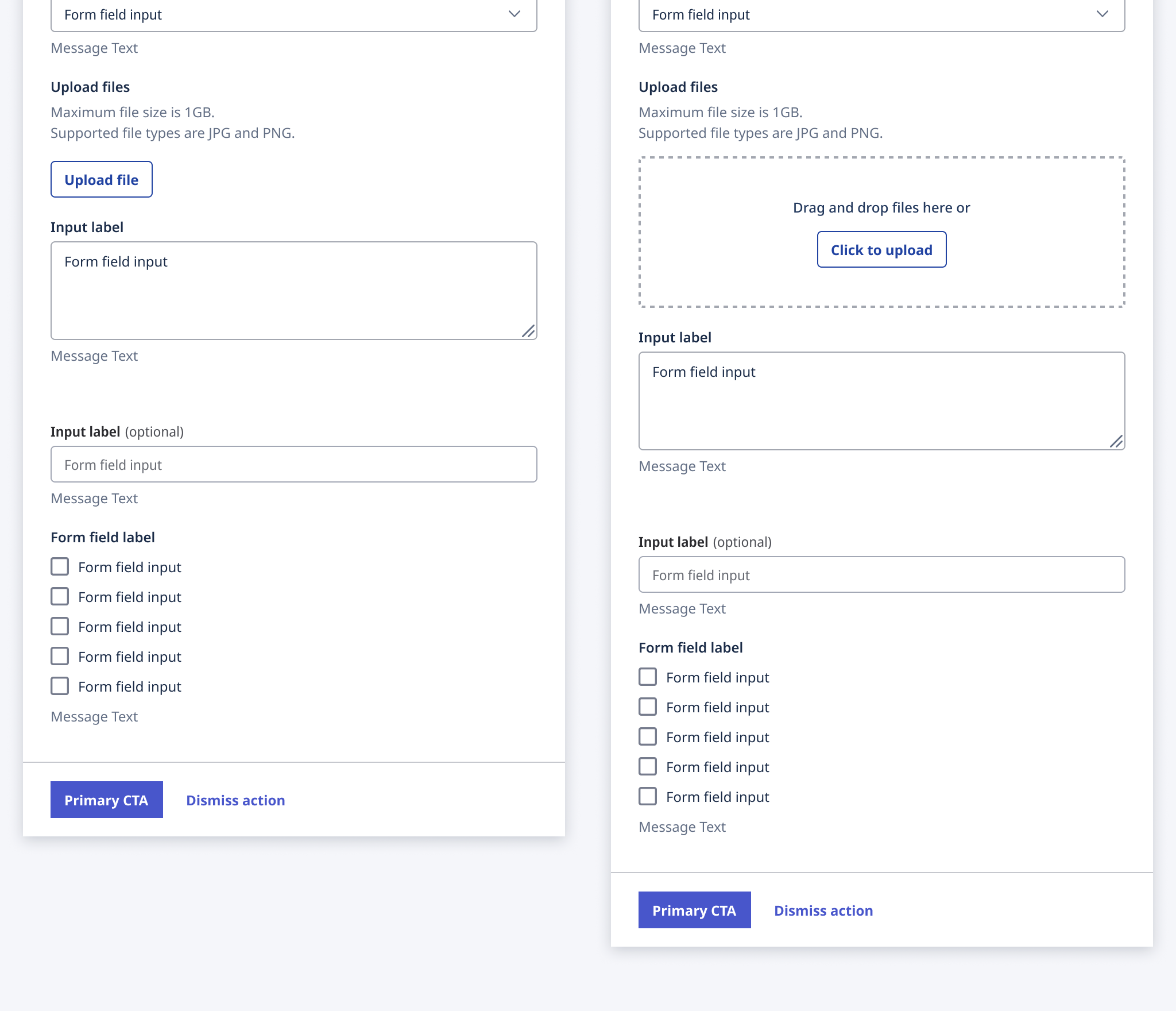 Forms with a primary call to action at the bottom with tertiary call to actions within the form.