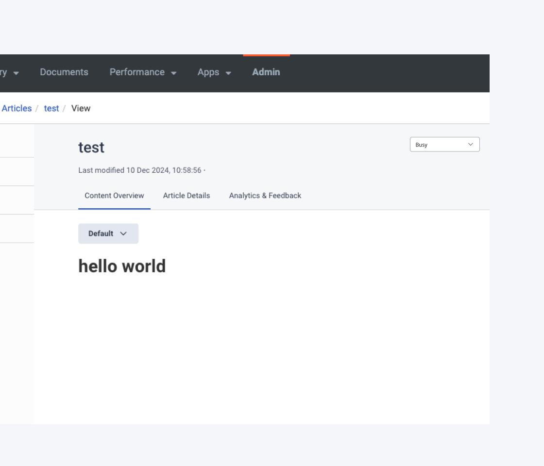 Standard dropdown used to indicate a page status.