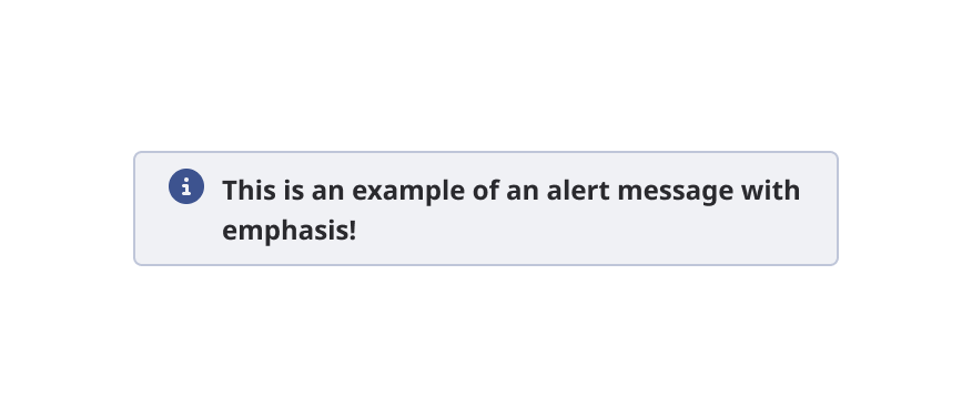 Alert message with bold text. 