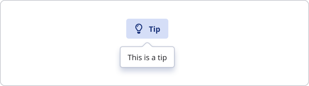 Lightbulb icon with the label stating 'Tip' and tooltip stating 'this is a tip'