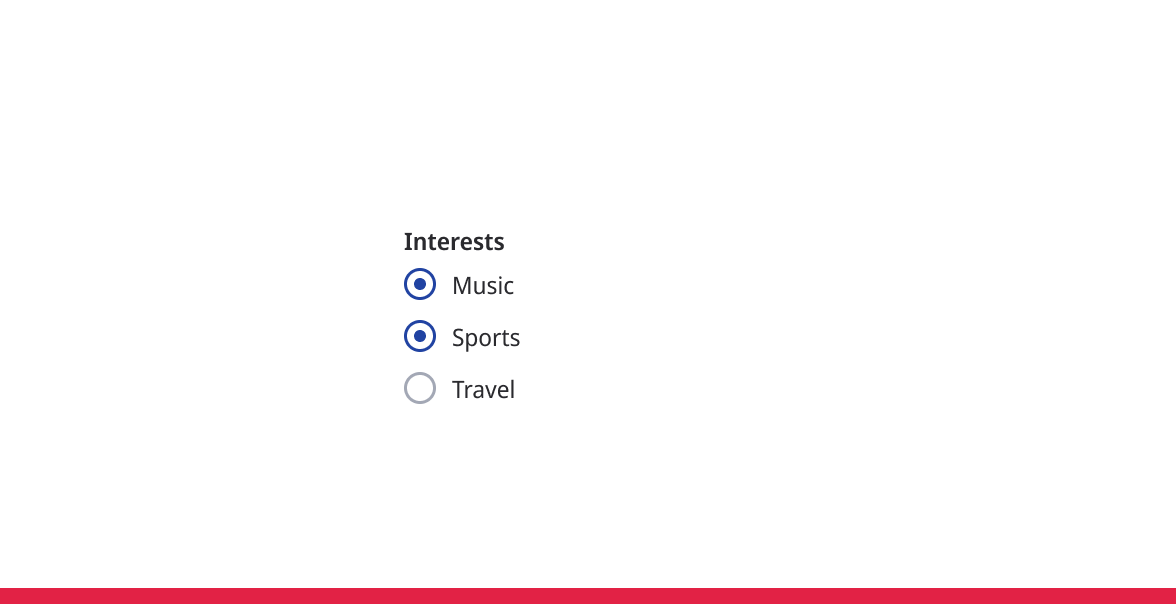 Question with radio button options, with multiple selected.