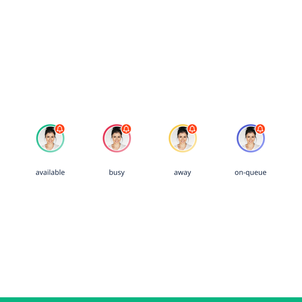 Four avatars all with notification badges.