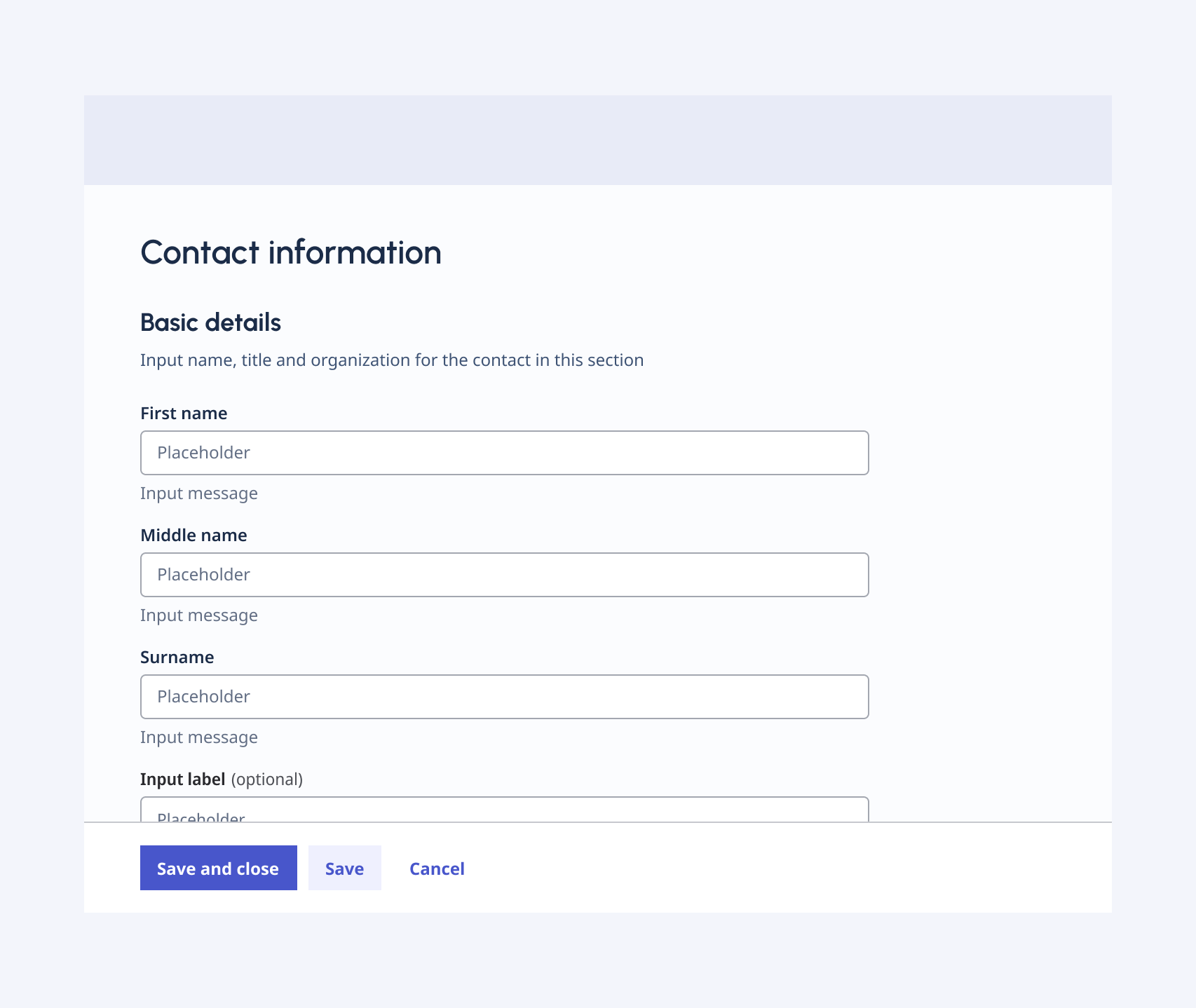 A form footer fixed to the bottom of the screen.