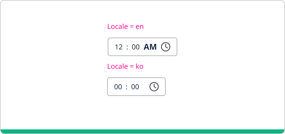 Time picker adjusting to users locale 12 or 24-hour times.