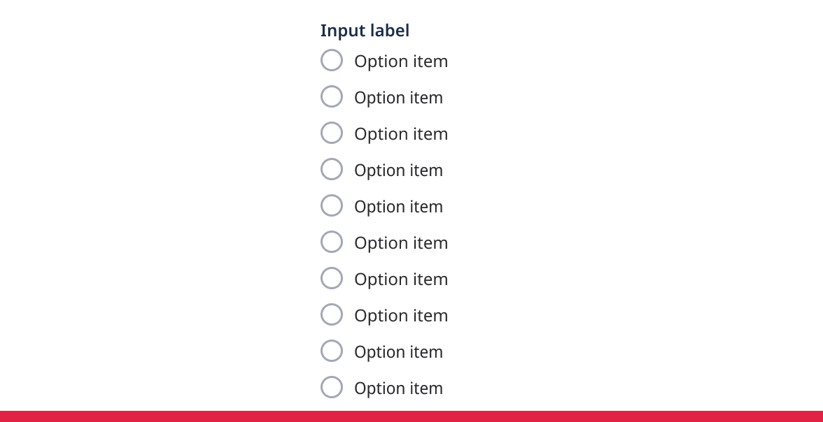 Question with 6+ radio button options.