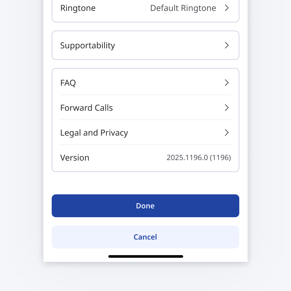 Mobile screen with button group and secondary button as the last button in the group.
